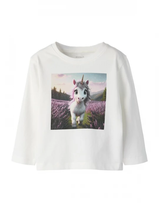 Foto van product NAME IT Shirt 'NMFVOTEA' saffier / aardetinten / lavendel / wit