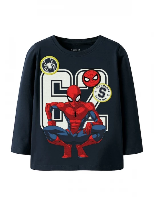 Foto van product NAME IT Shirt 'NMMDEEP SPIDER' navy / rood / wit