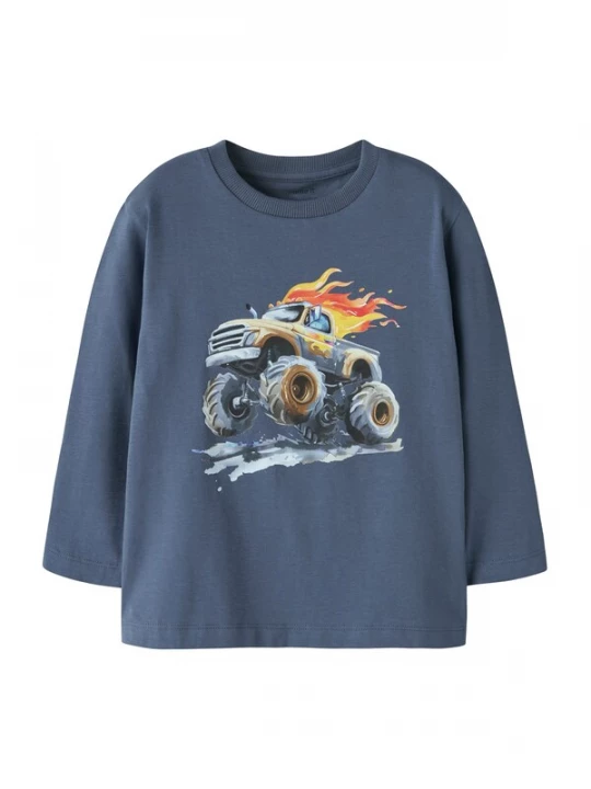 Foto van product NAME IT Shirt 'NMMDISA' indigo / donkergeel / donkeroranje / zwart