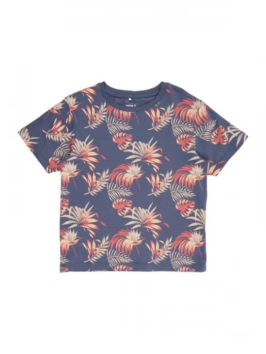 Foto van product NAME IT Shirt 'NMMFLUZZ' indigo / lichtgrijs / oranje