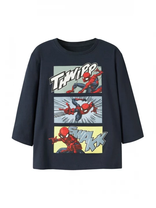 Foto van product NAME IT Shirt 'NMMJARL SPIDER' navy / lichtblauw / geel / vuurrood