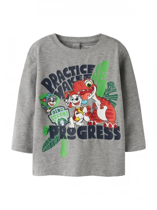 Foto van product NAME IT Shirt 'NMMJik Paw' donkerblauw / grijs gemêleerd / grasgroen / oranjerood