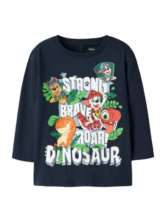 Foto van product NAME IT Shirt 'NMMJik Paw' navy / lichtgroen / kreeft / wit