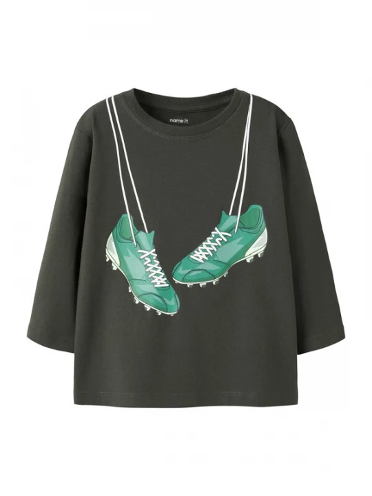 Foto van product NAME IT Shirt 'NMMLEONEL' aardetinten / groen / wit