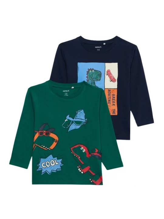 Foto van product NAME IT Shirt 'NMMLUCIUS' nachtblauw / lichtblauw / donkergroen / oranje