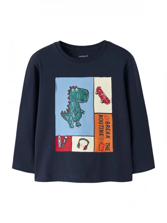 Foto van product NAME IT Shirt 'NMMLUCIUS' navy / lichtblauw / spar / oranje