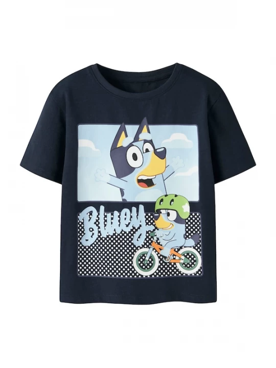Foto van product NAME IT Shirt 'NMMMALIH BLUEY' navy / lichtblauw / kiwi / wit
