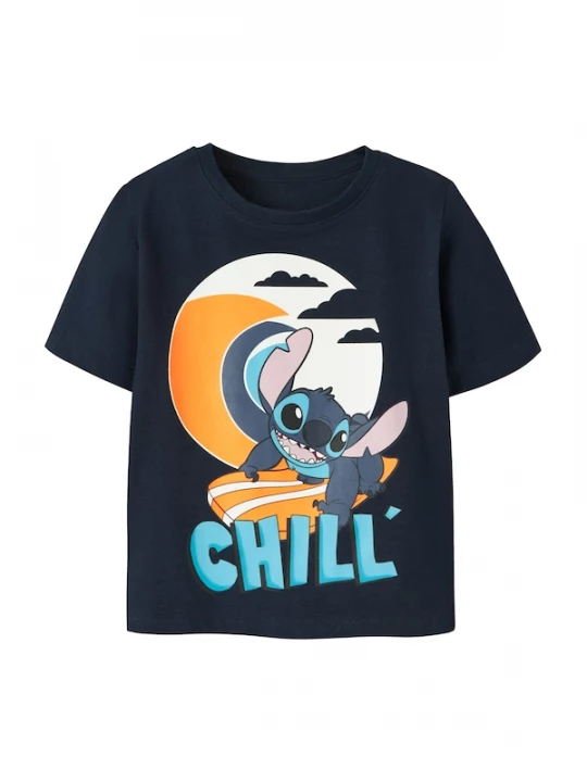 Foto van product NAME IT Shirt 'NMMMAMBA STITCH' navy / neonblauw / oranje / offwhite