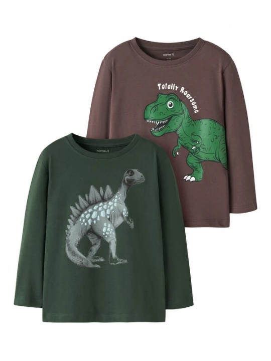 Foto van product NAME IT Shirt 'NMMNedin' bruin / groen / jade groen / donkergroen