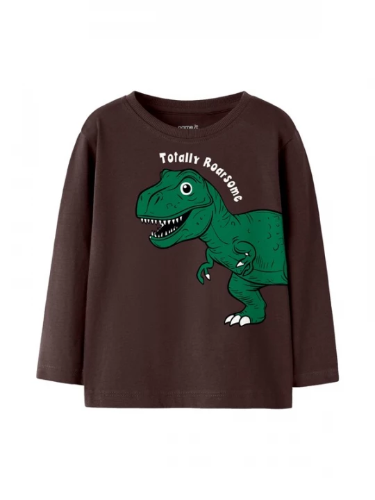 Foto van product NAME IT Shirt 'NMMNEDIN' chocoladebruin / groen / zwart / wit