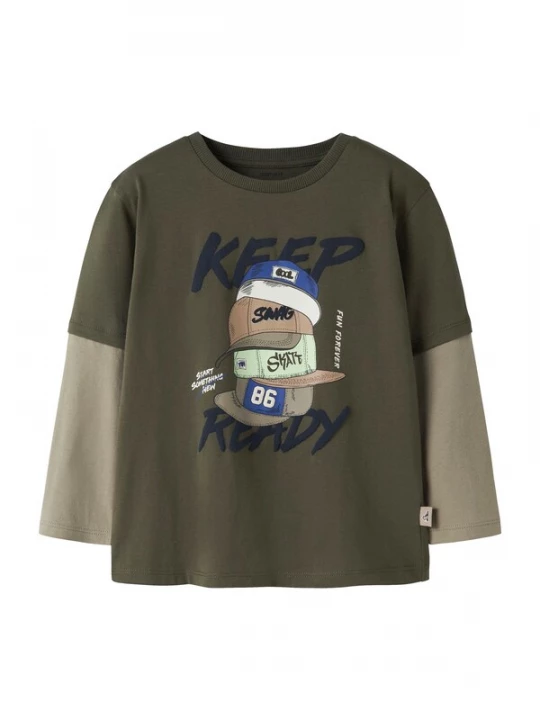 Foto van product NAME IT Shirt 'NMMNIAM' navy / greige / spar / wit