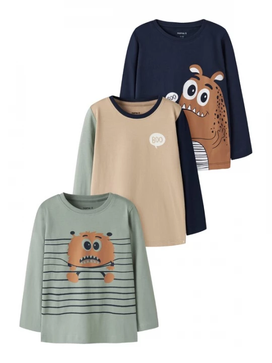Foto van product NAME IT Shirt 'NMMNiko' beige / navy / pastelgroen / wit