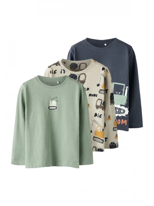 Foto van product NAME IT Shirt 'NMMNiko' taupe / navy / brokaat / pastelgroen