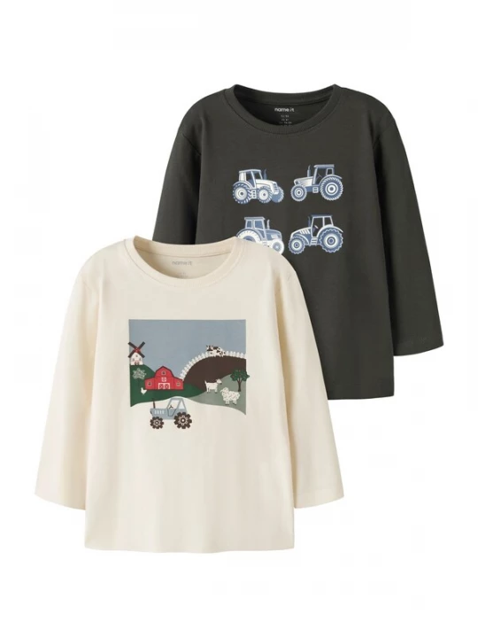 Foto van product NAME IT Shirt 'NMMVictor' lichtbeige / opaal / bruin / donkergroen