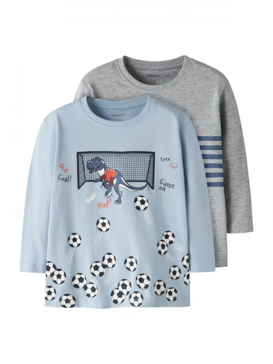 Foto van product NAME IT Shirt 'NMMVILASSE' navy / lichtblauw / grijs gemêleerd / rood
