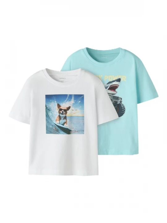 Foto van product NAME IT Shirt 'NMMVOTO' navy / aqua / geel / wit