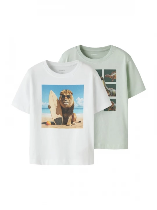 Foto van product NAME IT Shirt 'NMMVoto' opaal / lichtblauw / bruin / wit