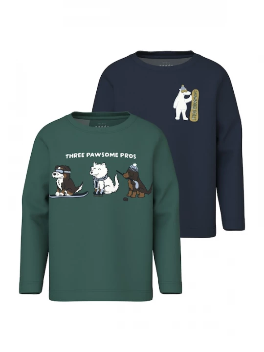 Foto van product NAME IT Shirt 'NMMVux' donkerblauw / donkerbruin / donkergroen / wit