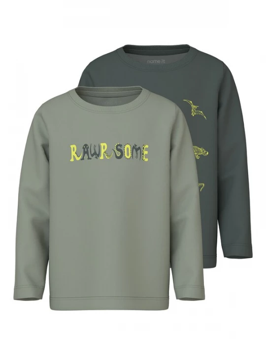Foto van product NAME IT Shirt 'NMMVUX' neongeel / taupe / donkergroen