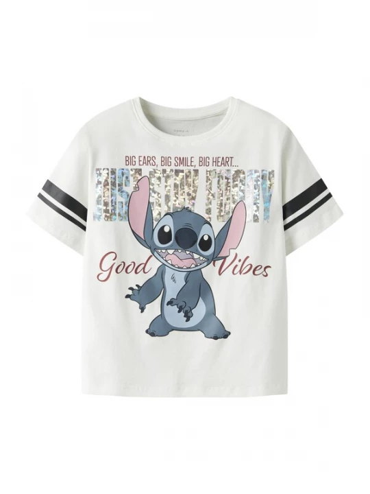 Foto van product NAME IT Shirt 'Stitch' opaal / mauve / zwart / wit
