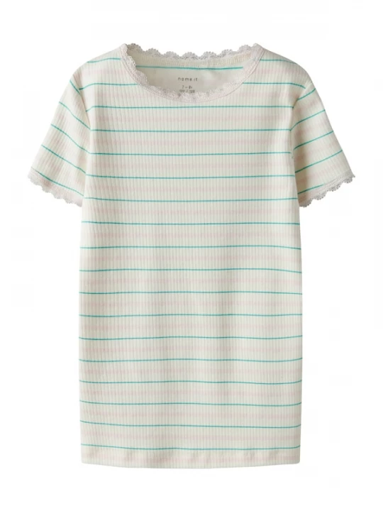 Foto van product NAME IT Shirt turquoise / pastelroze / wit
