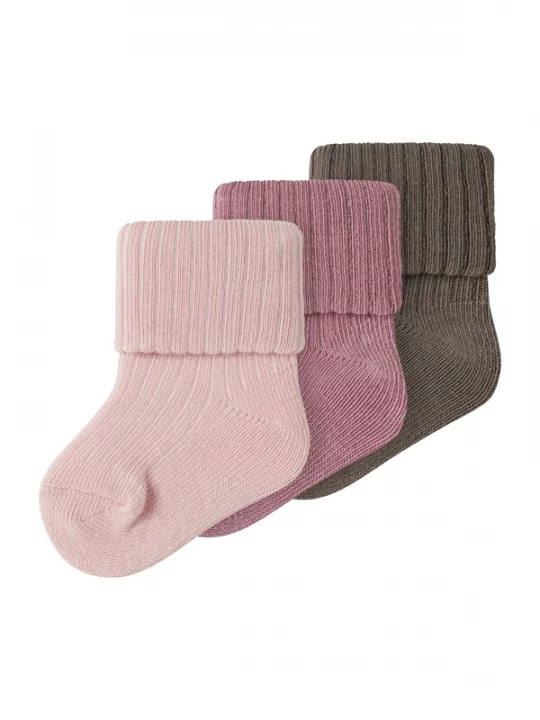 Foto van product NAME IT Sokken 'NBFNOBBA' olijfgroen / mauve / poederroze