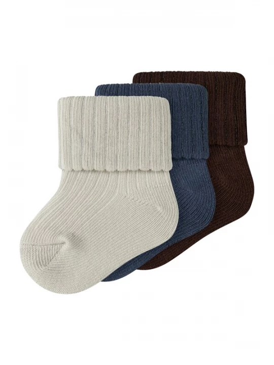 Foto van product NAME IT Sokken 'NBMNOBBU' lichtbeige / navy / donkerbruin