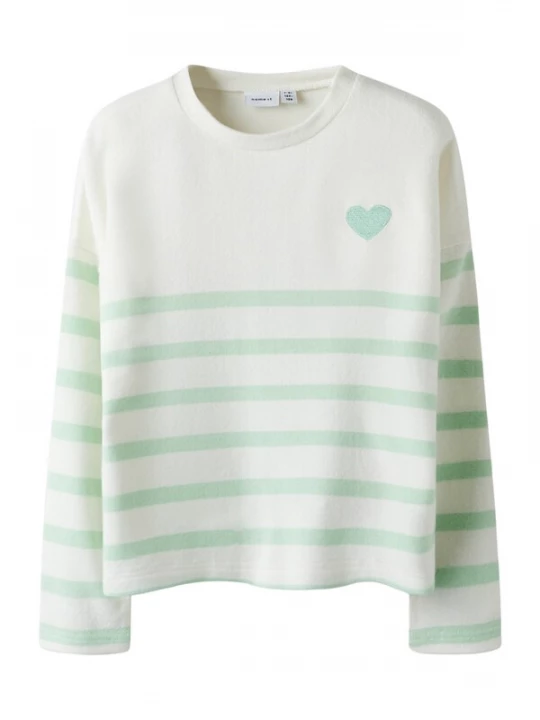 Foto van product NAME IT Trui 'NKFLine' pastelgroen / wit