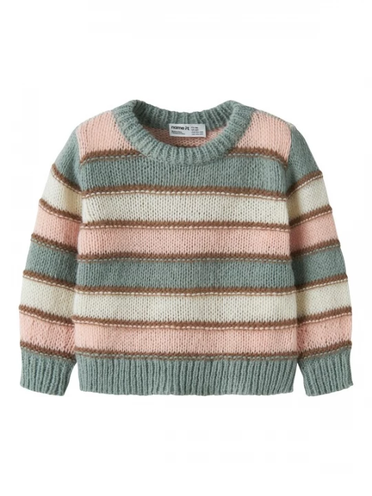 Foto van product NAME IT Trui 'NMFLernort' bruin / jade groen / rosé / parelwit