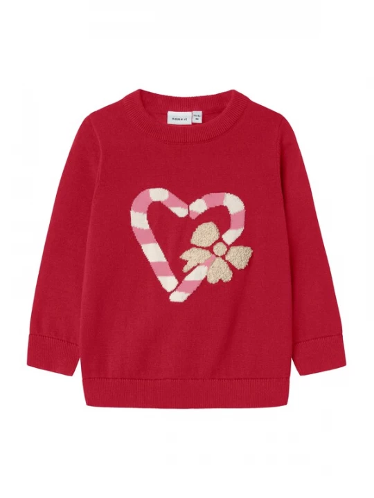 Foto van product NAME IT Trui 'NMFReamo' beige / rood / watermeloen rood / wit