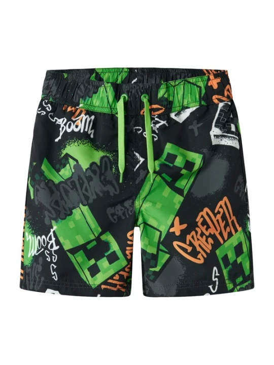 Foto van product NAME IT Zwemshorts 'NKMMIC MINECRAFT' groen / donkeroranje / zwart / wit