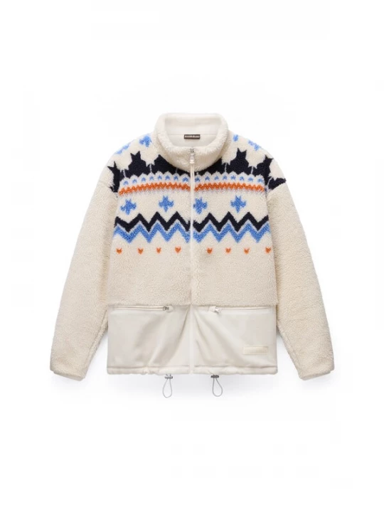Foto van product NAPAPIJRI Fleece jas 'T-Ansei' lichtbeige / blauw / nachtblauw / oranje