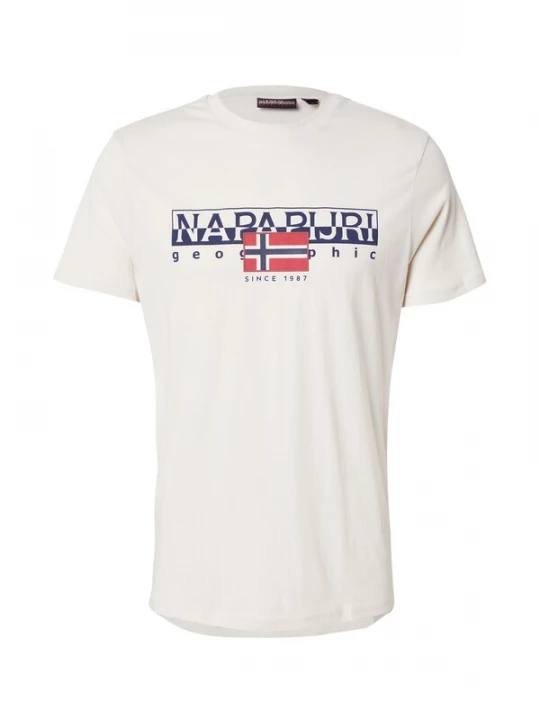 Foto van product NAPAPIJRI Shirt 'S-AYLMER' beige / donkerblauw / rood