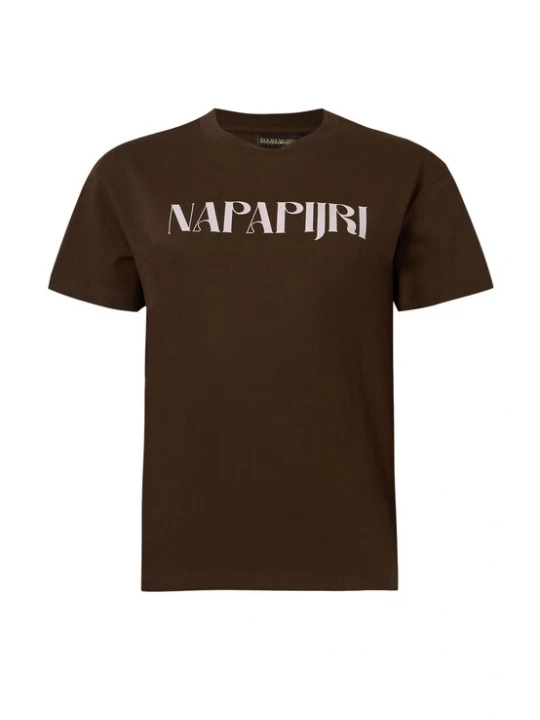 Foto van product NAPAPIJRI Shirt 'S-BLISS' donkerbruin / wit