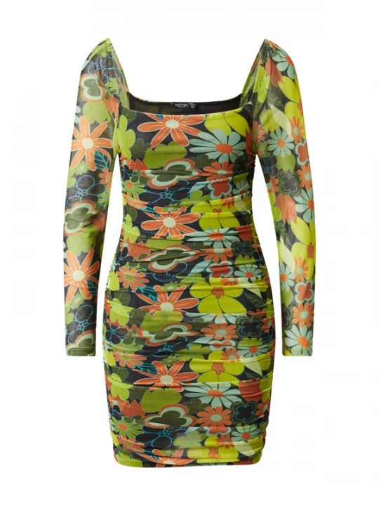 Foto van product Nasty Gal Jurk olijfgroen / mintgroen / donkergroen / donkeroranje / zwart