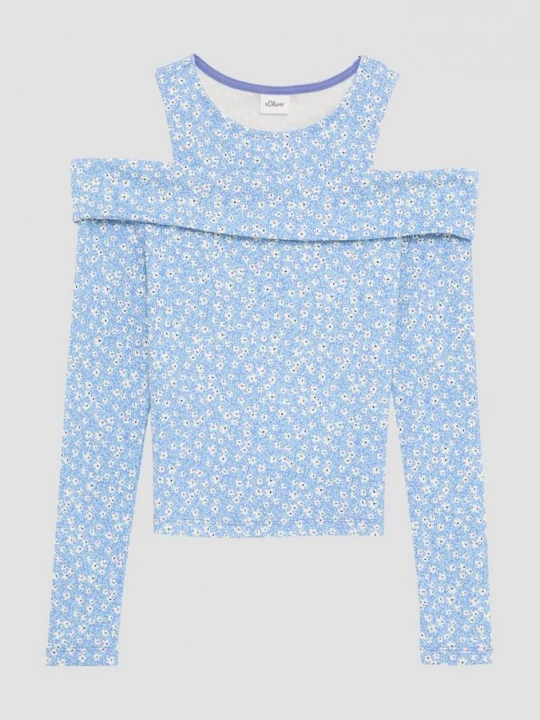 Foto van product Nauwsluitende top van geribde stof met een off-the-shoulder halslijn s.Oliver blauw