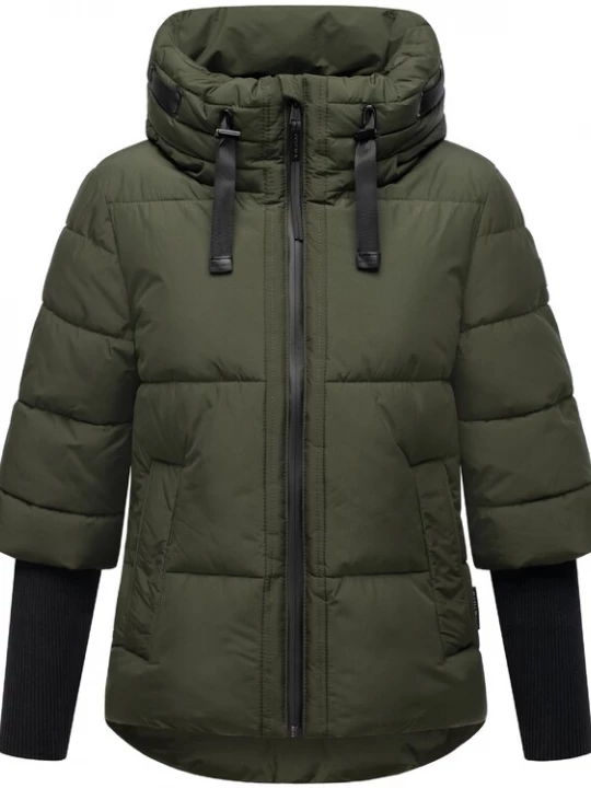 Foto van product NAVAHOO Winterjas 'Lotusherz XIV' olijfgroen / zwart