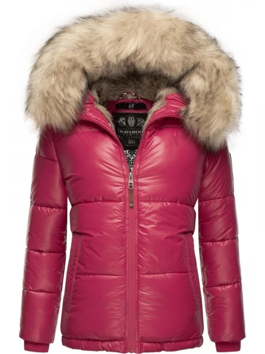 Foto van product NAVAHOO Winterjas 'Tikunaa' beige gemêleerd / fuchsia
