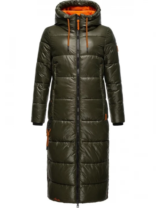 Foto van product NAVAHOO Wintermantel 'Schmuseengel' olijfgroen / oranje / zwart / wit