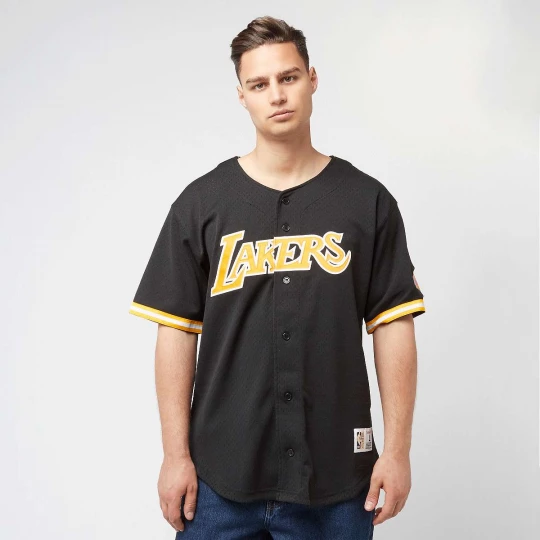 Foto van product NBA On the Clock Mesh Button Front Vintage Logo LA Lakers Mitchell & Ness zwart
