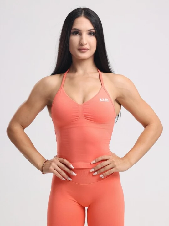 Foto van product neverover Sporttop 'Hue Halter Seamless Top' koraal