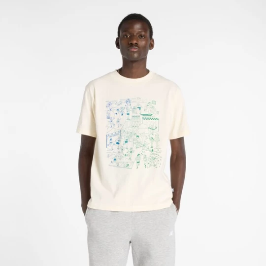 Foto van product new balance Shirt 'Athletics Run Mural' beige / blauw / groen