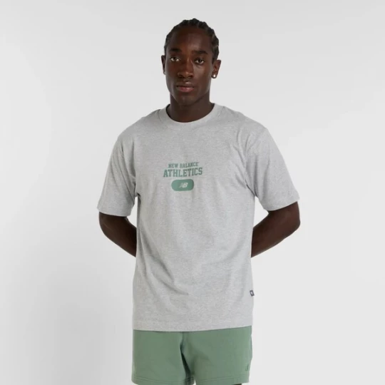 Foto van product new balance Shirt 'Heritage' grijs gemêleerd / smaragd