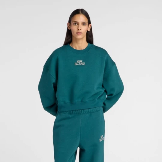 Foto van product new balance Sweatshirt 'Trackside Fleece Crew' cyaan blauw / groen