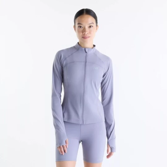 Foto van product new balance Trainingsjack 'NB Harmony Fitted Full Zip' grijs / lichtgrijs