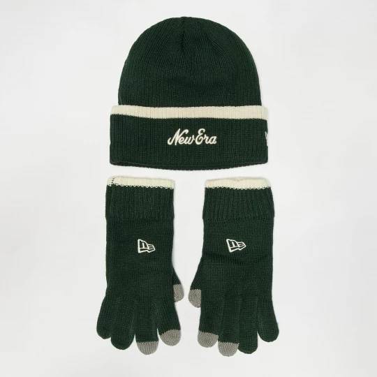 Foto van product New Era Script Beanie Set blk / ofw groen
