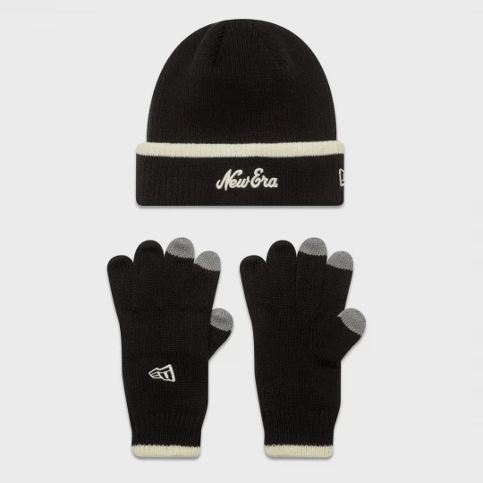 Foto van product New Era Script Beanie Set blk / ofw zwart