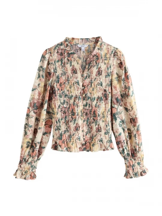Foto van product Next Blouse beige / pasteelgeel / spar / roestrood