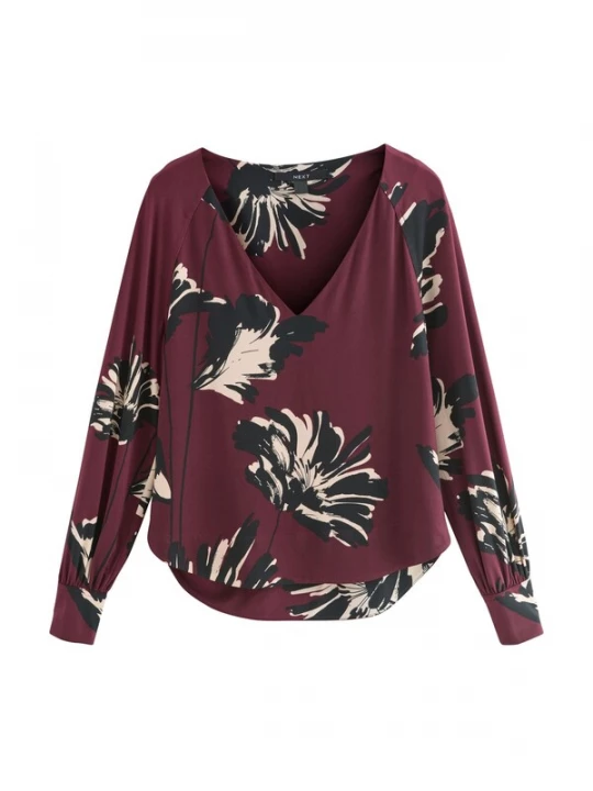 Foto van product Next Blouse beige / wijnrood / zwart
