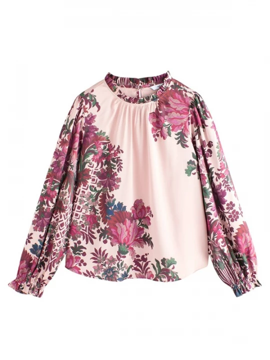 Foto van product Next Blouse donkerblauw / donkergroen / cyclaam / rosé